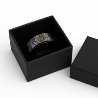 Japanese Samurai Warrior Spinner Ring White Polynesian Tattoo Style - Polynesian Pride