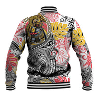 Japanese Samurai Warrior Baseball Jacket Colorful Polynesian Tattoo Style
