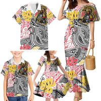 Japanese Samurai Warrior Family Matching Mermaid Dress and Hawaiian Shirt Colorful Polynesian Tattoo Style LT9 - Polynesian Pride