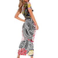 Japanese Samurai Warrior Family Matching Short Sleeve Bodycon Dress and Hawaiian Shirt Colorful Polynesian Tattoo Style LT9 - Polynesian Pride