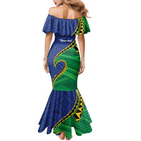 Solomon Islands Independence Day 1978 Personalised Family Matching Mermaid Dress and Hawaiian Shirt Polynesian Pattern with Flag Style LT9 - Polynesian Pride