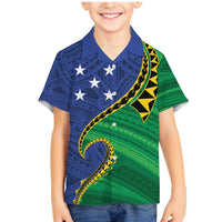 Solomon Islands Independence Day 1978 Personalised Family Matching Mermaid Dress and Hawaiian Shirt Polynesian Pattern with Flag Style LT9 Son's Shirt Blue - Polynesian Pride
