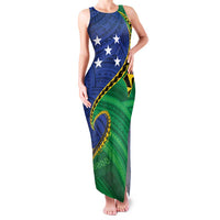 Solomon Islands Independence Day 1978 Personalised Family Matching Tank Maxi Dress and Hawaiian Shirt Polynesian Pattern with Flag Style LT9 Mom's Dress Blue - Polynesian Pride