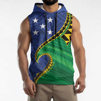 Solomon Islands Independence Day 1978 Personalised Sleeveless Hoodie Polynesian Pattern with Flag Style - Polynesian Pride