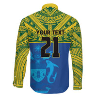 Solomon Islands Rugby Custom Family Matching Off The Shoulder Long Sleeve Dress and Hawaiian Shirt Simple Coat of arm Polynesian Pattern LT9 - Polynesian Pride