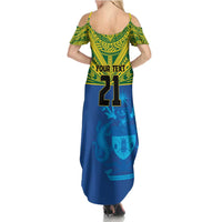 Solomon Islands Rugby Custom Family Matching Summer Maxi Dress and Hawaiian Shirt Simple Coat of arm Polynesian Pattern LT9 - Polynesian Pride