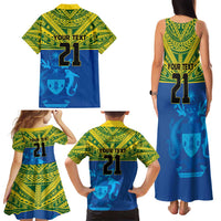 Solomon Islands Rugby Custom Family Matching Tank Maxi Dress and Hawaiian Shirt Simple Coat of arm Polynesian Pattern LT9 - Polynesian Pride