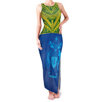 Solomon Islands Rugby Custom Family Matching Tank Maxi Dress and Hawaiian Shirt Simple Coat of arm Polynesian Pattern LT9 Mom's Dress Gold - Polynesian Pride