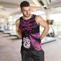 New Zealand Men Tank Top Matariki NZ Manaia with Paua Shell - Pink LT9 - Polynesian Pride