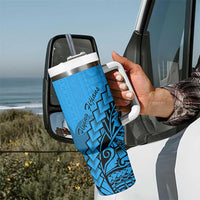 Blue Fiji Rugby Tumbler With Handle Kaiviti Fijian Tribal World Cup LT9 - Polynesian Pride