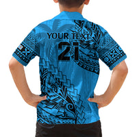 Custom Fiji Rugby Kid Hawaiian Shirt Kaiviti Fijian Tribal World Cup Blue No1 LT9 - Polynesian Pride
