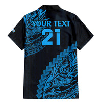 Custom Fiji Rugby Family Matching Mermaid Dress and Hawaiian Shirt Kaiviti Fijian Tribal World Cup Blue No2 LT9 - Polynesian Pride