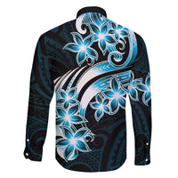 Plumeria Tribal Tattoo Family Matching Long Sleeve Bodycon Dress and Hawaiian Shirt Blue Polynesian Pattern LT9 - Polynesian Pride