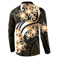 Plumeria Tribal Tattoo Button Sweatshirt Gold Polynesian Pattern