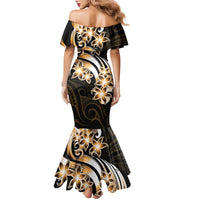 Plumeria Tribal Tattoo Family Matching Mermaid Dress and Hawaiian Shirt Gold Polynesian Pattern LT9 - Polynesian Pride
