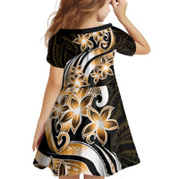 Plumeria Tribal Tattoo Family Matching Off Shoulder Maxi Dress and Hawaiian Shirt Gold Polynesian Pattern LT9 - Polynesian Pride