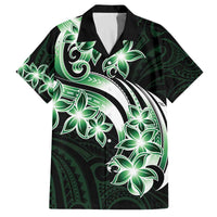 Plumeria Tribal Tattoo Family Matching Off The Shoulder Long Sleeve Dress and Hawaiian Shirt Green Polynesian Pattern LT9 Dad's Shirt - Short Sleeve Green - Polynesian Pride