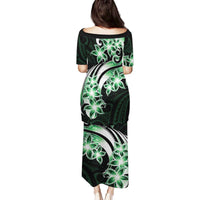 Plumeria Tribal Tattoo Family Matching Puletasi and Hawaiian Shirt Green Polynesian Pattern LT9 - Polynesian Pride