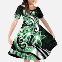 Plumeria Tribal Tattoo Family Matching Summer Maxi Dress and Hawaiian Shirt Green Polynesian Pattern LT9 Daughter's Dress Green - Polynesian Pride