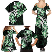 Plumeria Tribal Tattoo Family Matching Summer Maxi Dress and Hawaiian Shirt Green Polynesian Pattern LT9 - Polynesian Pride