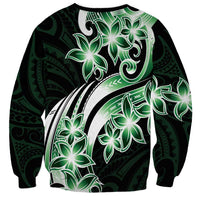 Plumeria Tribal Tattoo Sweatshirt Green Polynesian Pattern