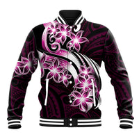Plumeria Tribal Tattoo Baseball Jacket Pink Polynesian Pattern