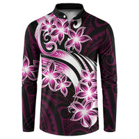 Plumeria Tribal Tattoo Button Sweatshirt Pink Polynesian Pattern