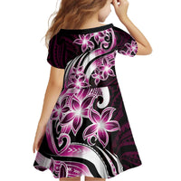 Plumeria Tribal Tattoo Family Matching Off The Shoulder Long Sleeve Dress and Hawaiian Shirt Pink Polynesian Pattern LT9 - Polynesian Pride
