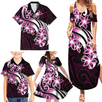 Plumeria Tribal Tattoo Family Matching Summer Maxi Dress and Hawaiian Shirt Pink Polynesian Pattern LT9 - Polynesian Pride