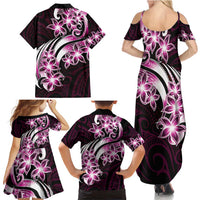 Plumeria Tribal Tattoo Family Matching Summer Maxi Dress and Hawaiian Shirt Pink Polynesian Pattern LT9 - Polynesian Pride