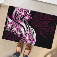 Plumeria Tribal Tattoo Rubber Doormat Pink Polynesian Pattern