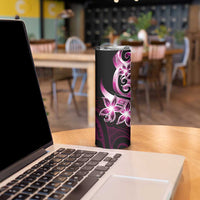Plumeria Tribal Tattoo Skinny Tumbler Pink Polynesian Pattern