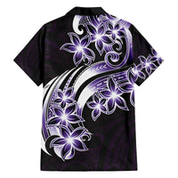 Plumeria Tribal Tattoo Family Matching Off The Shoulder Long Sleeve Dress and Hawaiian Shirt Purple Polynesian Pattern LT9 - Polynesian Pride