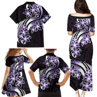 Plumeria Tribal Tattoo Family Matching Puletasi and Hawaiian Shirt Purple Polynesian Pattern LT9 - Polynesian Pride