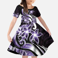 Plumeria Tribal Tattoo Family Matching Summer Maxi Dress and Hawaiian Shirt Purple Polynesian Pattern LT9 Daughter's Dress Purple - Polynesian Pride