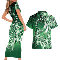 Cook Islands Tattoo Couples Matching Short Sleeve Bodycon Dress and Hawaiian Shirt Plumeria Polynesian Pattern LT9 - Polynesian Pride