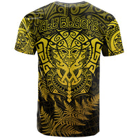 New Zealand Rugby T Shirt Silver Fern All Black Mix Ta Moko Gold Style LT9 - Polynesian Pride