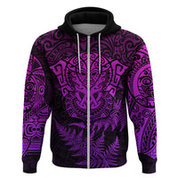 New Zealand Rugby Hoodie Silver Fern All Black Mix Ta Moko Purple Style LT9 - Polynesian Pride