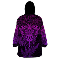 New Zealand Rugby Wearable Blanket Hoodie Silver Fern All Black Mix Ta Moko Purple Style LT9 - Polynesian Pride