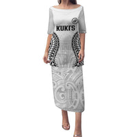 World Rugby Cook Islands Family Matching Puletasi and Hawaiian Shirt Kukis Make History LT9 Mom's Dress White - Polynesian Pride