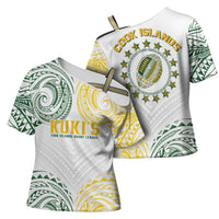 World Rugby Cook Islands Cross Shoulder Shirt White Polynesian Tribal Pattern - Polynesian Pride