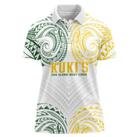 World Rugby Cook Islands Women Polo Shirt White Polynesian Tribal Pattern - Polynesian Pride