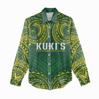 World Rugby Cook Islands Women Casual Shirt Green Polynesian Tribal Pattern - Polynesian Pride
