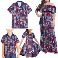Guam Felis Pasgua Family Matching Off Shoulder Maxi Dress and Hawaiian Shirt Pacific Patchwork Xmas Vibes LT9 - Polynesian Pride