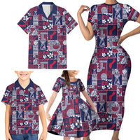 Guam Felis Pasgua Family Matching Short Sleeve Bodycon Dress and Hawaiian Shirt Pacific Patchwork Xmas Vibes LT9 - Polynesian Pride