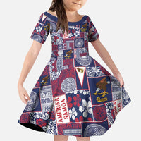 Manuia le Kerisimasi American Samoa Family Matching Summer Maxi Dress and Hawaiian Shirt Pacific Patchwork Xmas Vibes LT9 Daughter's Dress Blue - Polynesian Pride