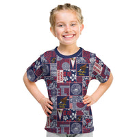 Manuia le Kerisimasi American Samoa Kid T Shirt Pacific Patchwork Xmas Vibes - Polynesian Pride