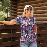 Manuia le Kerisimasi American Samoa Women Polo Shirt Pacific Patchwork Xmas Vibes - Polynesian Pride