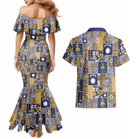 Ekamawir omo Nauru Couples Matching Mermaid Dress and Hawaiian Shirt Pacific Patchwork Xmas Vibes - Polynesian Pride