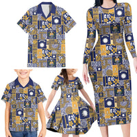 Ekamawir omo Nauru Family Matching Long Sleeve Bodycon Dress and Hawaiian Shirt Pacific Patchwork Xmas Vibes LT9 - Polynesian Pride